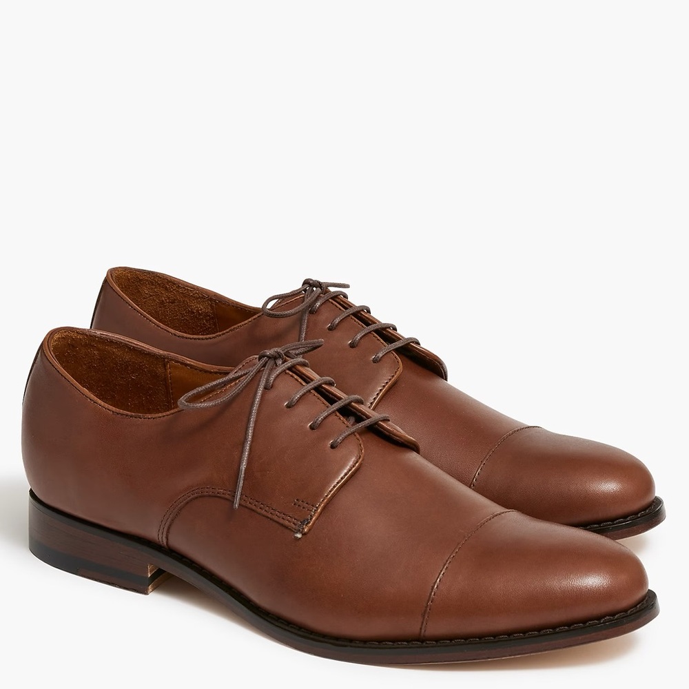 J. CREW‎ Leather cap-toe derby shoes in Brown Size 8.5 M NWOB $228 BS113